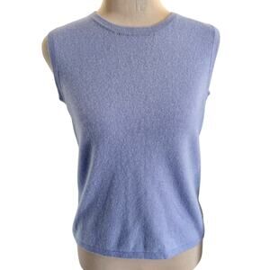 Valerie Stevens 100% 2-Ply Cashmere Sleeveless Sweater Top Purple Luxury Preppy